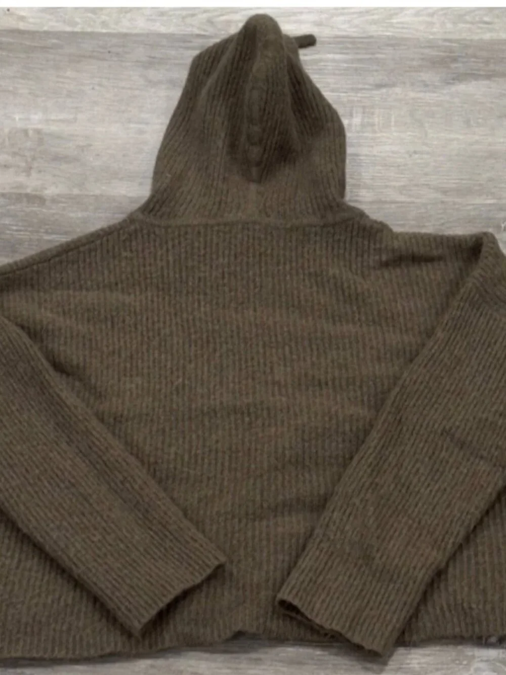 Jenni Kayne Hooded Sweater Baby Alpaca Wool Relaxed Knit Olive Green Womens XXL - Picture 4 of 8